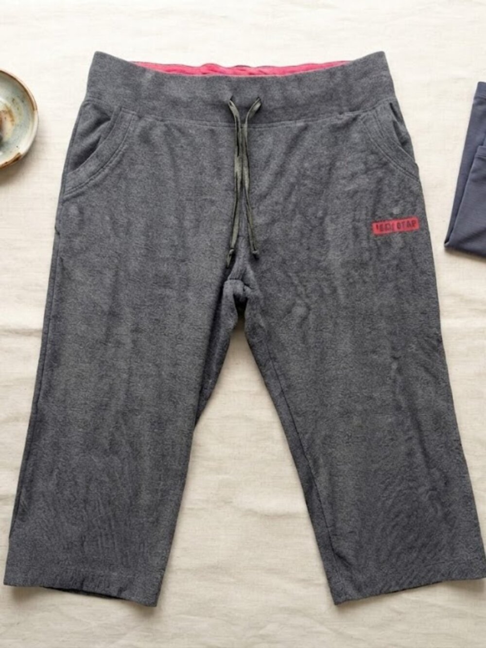 Techfit Grey Blue Heathered Knit Crop Pants Size Small Athletic Lounge Capris